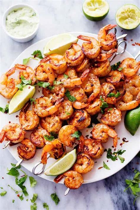 Grilled Spicy Lime Shrimp with Creamy Avocado Cilantro Sauce | The Recipe Critic