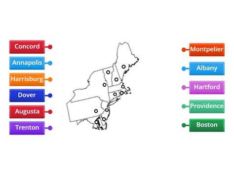 Northeast Region Map - Capitals - Labelled diagram