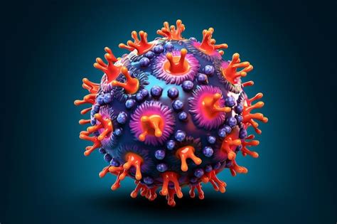 Premium AI Image | A blue and orange coronavirus cell with a blue background.