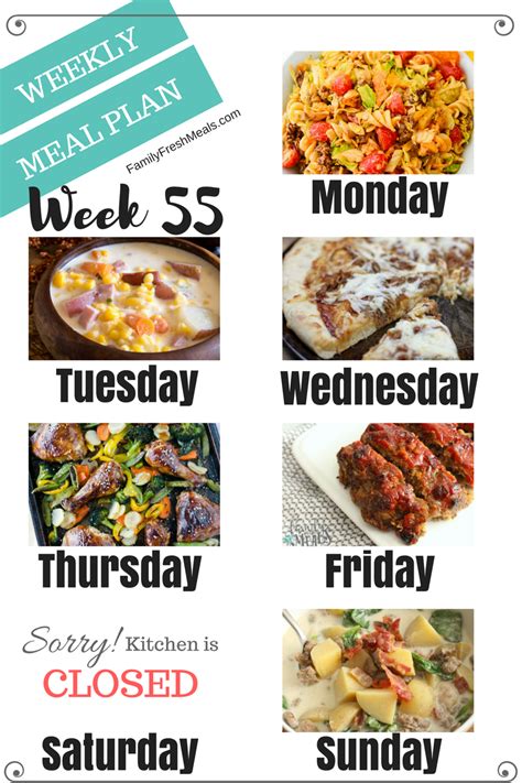 Easy Weekly Meal Plan Week 55 - Family Fresh Meals