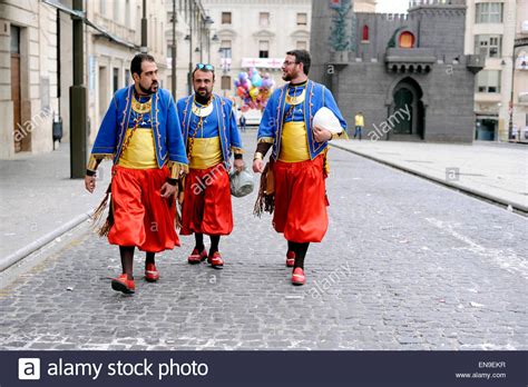 Men dressed in Moorish style costume, during the Moors and Stock Photo ...