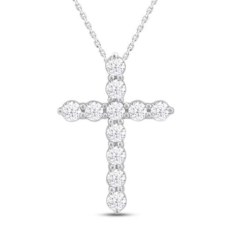 Diamond Cross Pendant Necklace 1 ct tw Round 14K White Gold | Jared