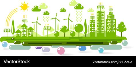 Green eco city Royalty Free Vector Image - VectorStock