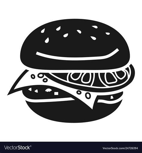 Fast food burger icon simple style Royalty Free Vector Image