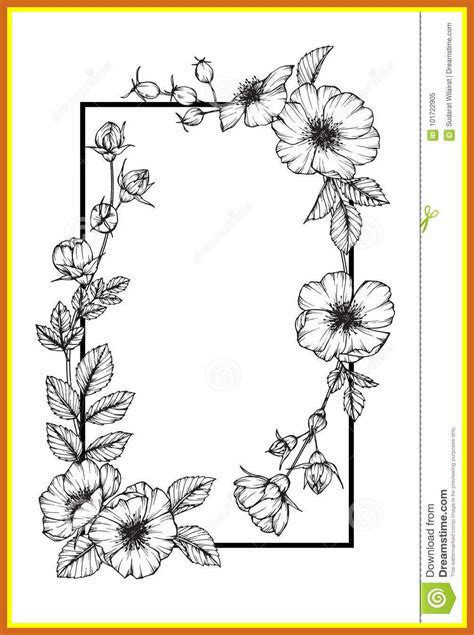 a black and white floral frame with flowers on it royalty - art iste ...