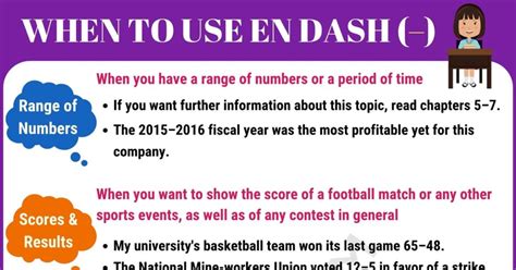 En Dash (–) How and When to Use an En Dash Correctly • 7ESL