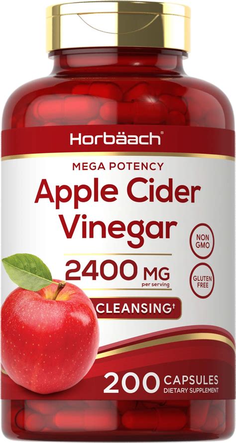 Apple Cider Vinegar Capsules | 2400mg | 200 Pills | with The Mother ...