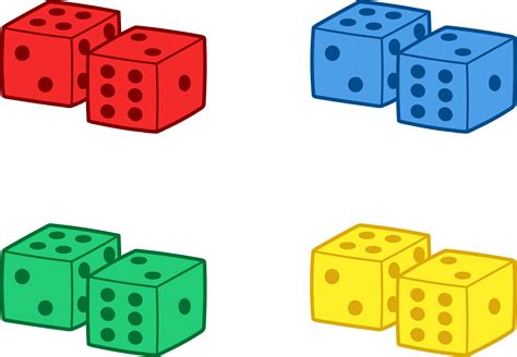 Set of Colorful Playing Dice - Free Clip Art