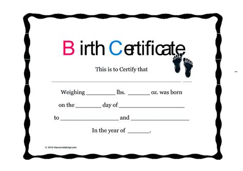 Cute Looking Birth Certificate Template