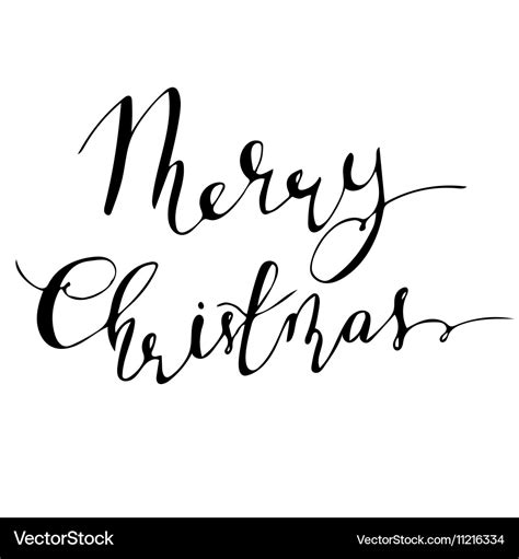 Merry Christmas hand lettering signature Vector Image