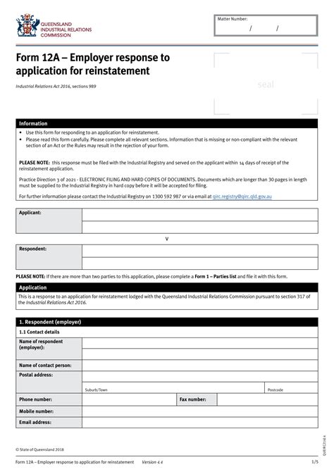 Form 12A - Fill Out, Sign Online and Download Fillable PDF, Queensland Australia | Templateroller