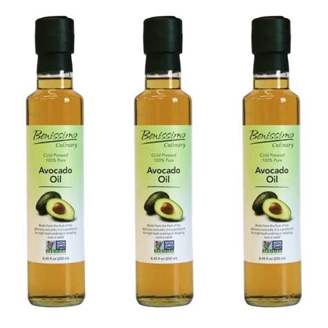 Benissimo Cold Pressed 100% Pure Avocado Oil, 8.45 Fl Oz (3 Pack) - Rich in Vitamins A, D, E, K ...