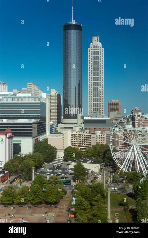 SKYVIEW FERRIS WHEEL CENTENNIAL OLYMPIC PARK DOWNTOWN SKYLINE ATLANTA GEORGIA USA Stock Photo ...