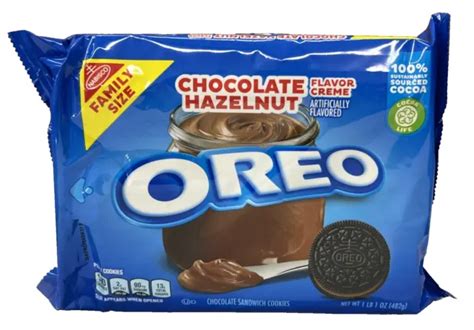 NABISCO OREO CHOCOLATE Hazelnut Creme Sandwich Cookies 17 oz Family ...