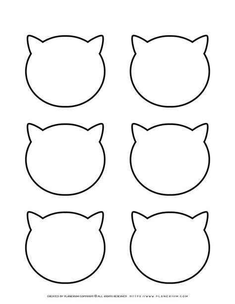 Cat Head Template - Six Heads Outline - FREE Printable | Planerium