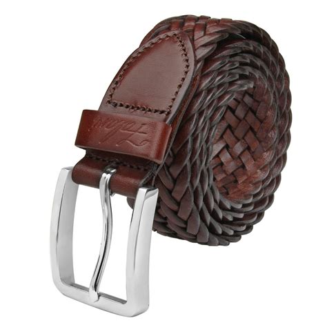 Falari - Falari Brown Men's Braided Belt 100% Genuine Leather 35mm ...