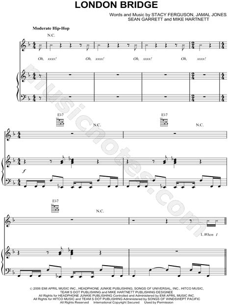 Fergie "London Bridge" Sheet Music in F Major - Download & Print - SKU ...