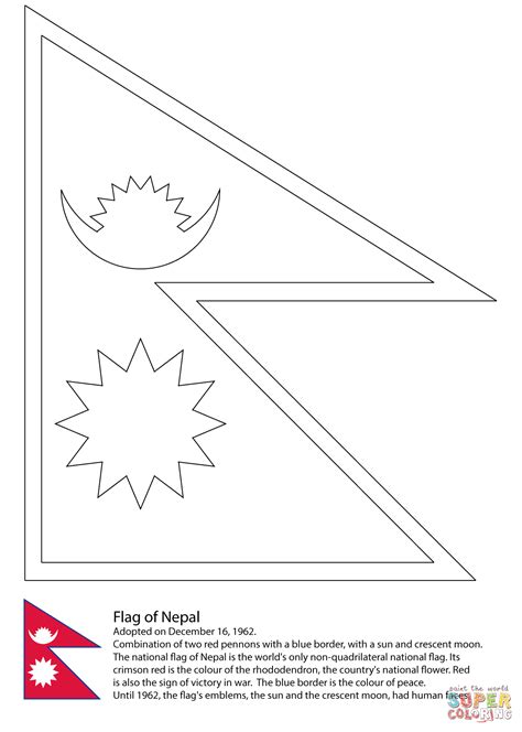 Flag of Nepal coloring page | Free Printable Coloring Pages