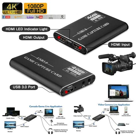 4K 1080p HD HDMI to USB 3.0 Video Capture Card Game Live Stream for PS4 Xbox one - Walmart.com ...