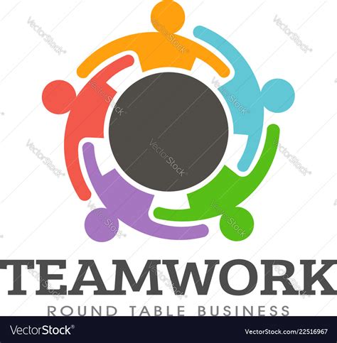 Teamwork round table logo Royalty Free Vector Image