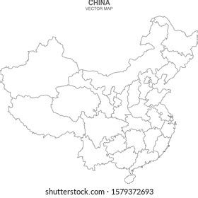 China Outline Silhouette Map Illustration Provinces Stock Vector ...