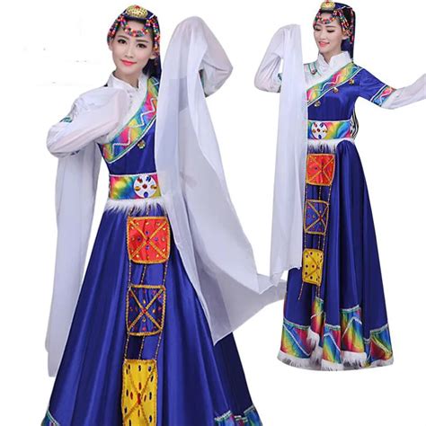 Tibetan women dance costumes ethnic Tibetan stage costumes Tibetan ...