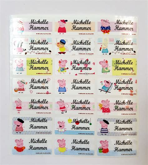 Peppa Pig Small Name Sticker, Peppa Pig, Name Tag, Name Label, Waterproof Sticker, School Supply ...