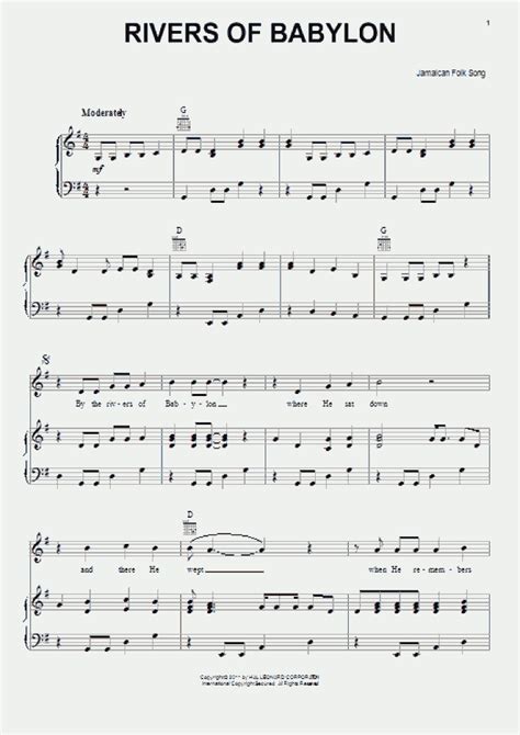 Rivers Of Babylon Piano Sheet Music | OnlinePianist