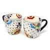 Global Crafts 12 oz. Dots and Flowers Mexican Pottery Ceramic Rounded ...
