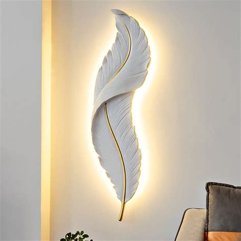 Nordic Modern Creative Feather Light Led Wall Lamp Bedroom Bedside Lighting Living Room Tv ...