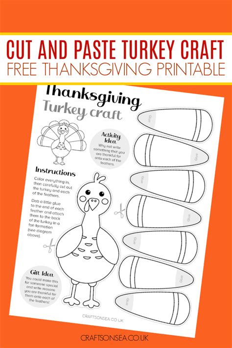 Turkey Craft Printable: FREE Cut and Paste Activity - Crafts on Sea