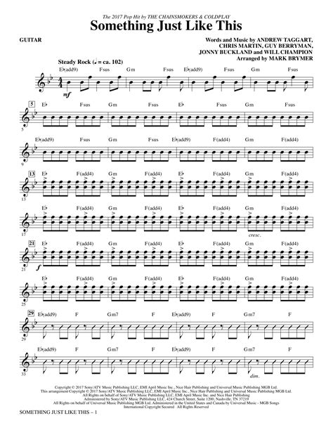 Something Just Like This - Guitar by Mark Brymer Sheet Music for Choir Instrumental Pak at Sheet ...