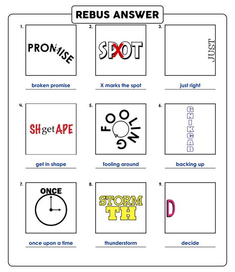 Free Printable Rebus Puzzles With Answers