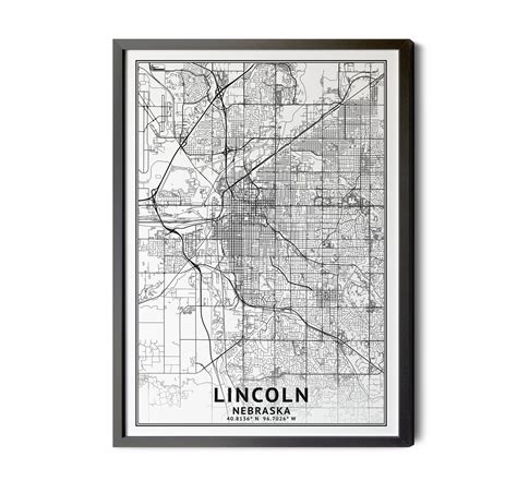 Lincoln Nebraska Map Black and White Coordinates Map of | Etsy in 2022 ...