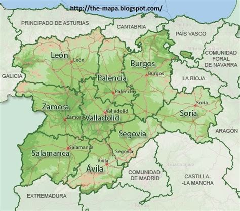 Mapa de España Geografía Política: Mapa de Castilla y León Político