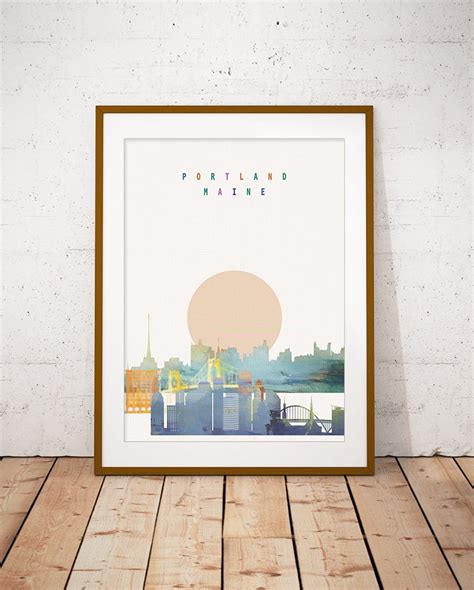 Portland Maine Skyline Art Print Poster Modern Wall Art New - Etsy