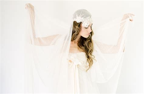 Ivory lace and swiss dot wedding veil
