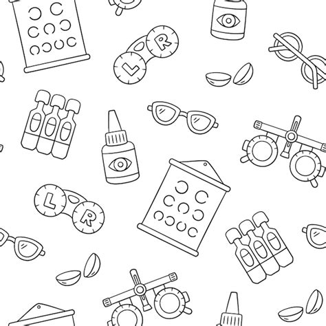 Premium Vector | Ophthalmology optometry hand drawn seamless pattern vision test chart contact ...