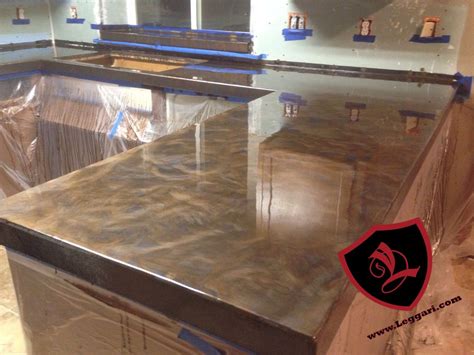 This countertop was coated with a Leggari Products DIY Metallic Epoxy ...