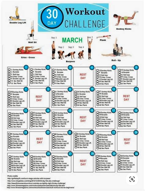 30 Day Workout Challenge Printable