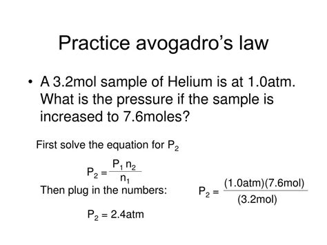 Avogadros Law Worksheet