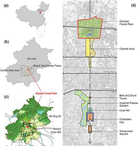 The location of Beijing Olympic Forest Park; a Beijing in China; b BOFP ...