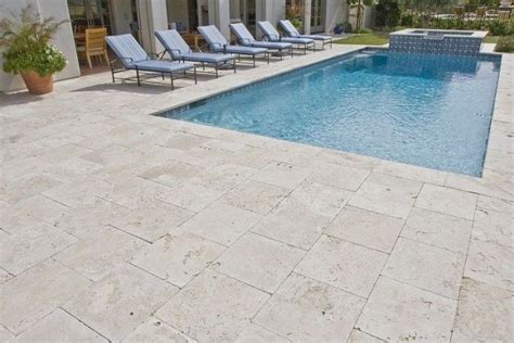 Delightful Stone Pool Deck Design Ideas 25 | Travertine pool coping, Stone pool deck, Stone pool