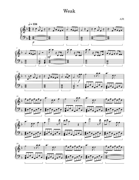 Weak – AJR Sheet music for Piano (Solo) | Musescore.com