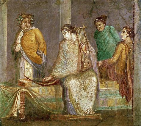 Playing cithara from Pompeii 1st century AD. Painting by Album - Pixels