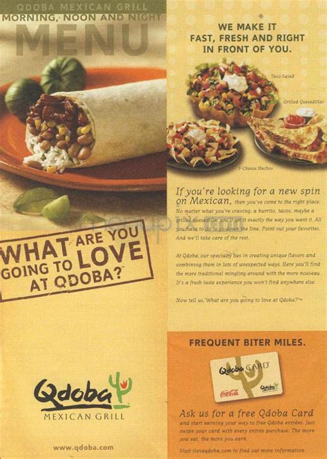 Online Menu of Qdoba Mexican Grill, Roseville, CA