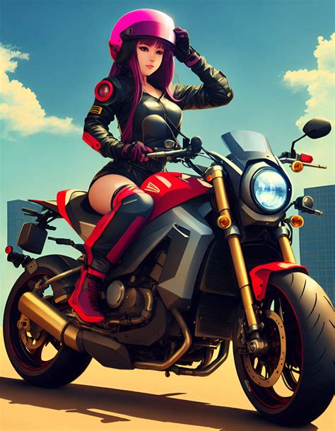 anime girl on motorcycle by FutureRender on DeviantArt