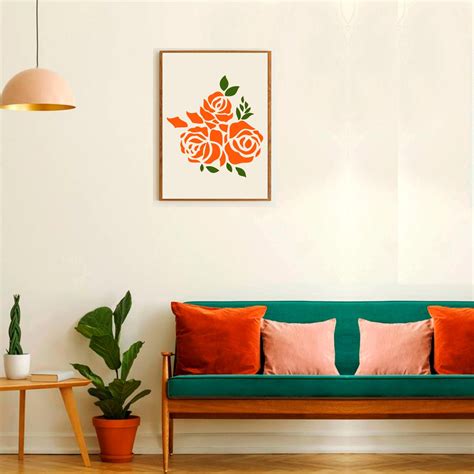 Rose Wall Design Stencil (KHS349) – Kayra Decor