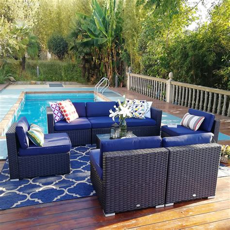 MF Studio 8 Piece Outdoor Sectional Sofa- Patio Wicker Furniture Set ...