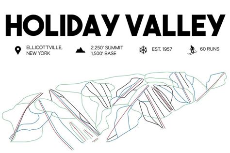 the holiday valley map is shown in red, white and blue with an arrow ...